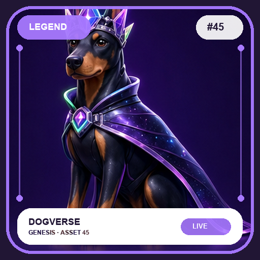 身穿紫色星际披风的 DOGVERSE 传奇狗狗